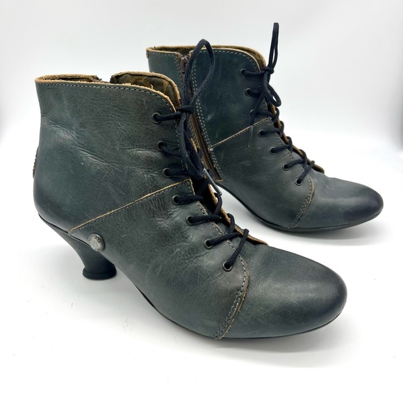 Fly London Shoes - Fly London Dark Green Witchy Lace-Up Ankle Boots w Cone Heel Eu 39 (US 8-8.5)